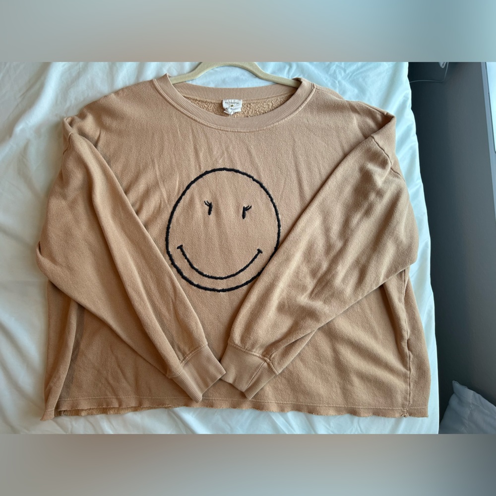 BY TOGETHER Orange Smiley Face Sweater